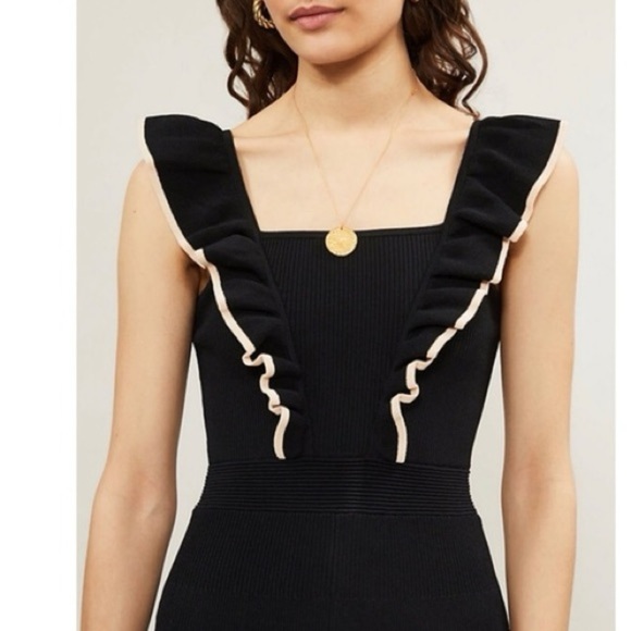 Sandro Paris Black and Cream Knit Dress, 38 - Picture 5 of 16